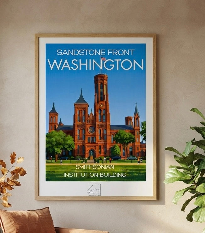 Affiche Washington Smithsonian, gros plan sur les couleurs et détails d'impression