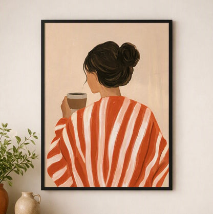 Gros plan sur la texture d'impression de l'affiche Pause Cafe du Matin