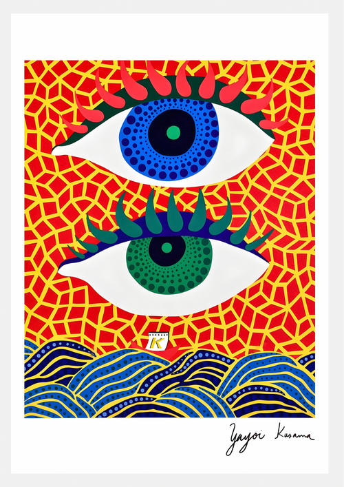 Affiche Yayoi Kusama - Deux Yeux Pop Art Coloré