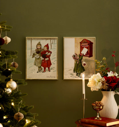 Jenny Nyström – Enfants dans la Neige, Carte Vintage